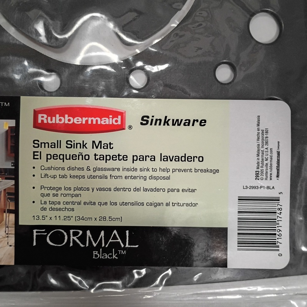 Rubbermaid Sinkware NEW Small Sink Mat 2993 Black 13.5" x 11.25" NOS 2005 Sealed